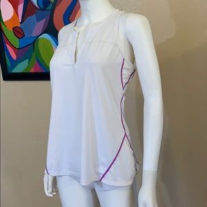 CUTE White FABLETICS athletic tank Top LARGE 10 12